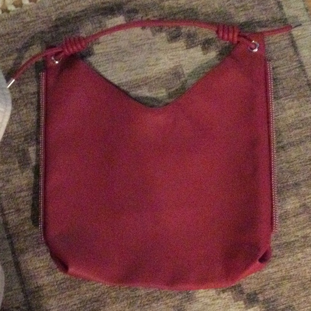 Leather Hobo Bag with Crescent Design